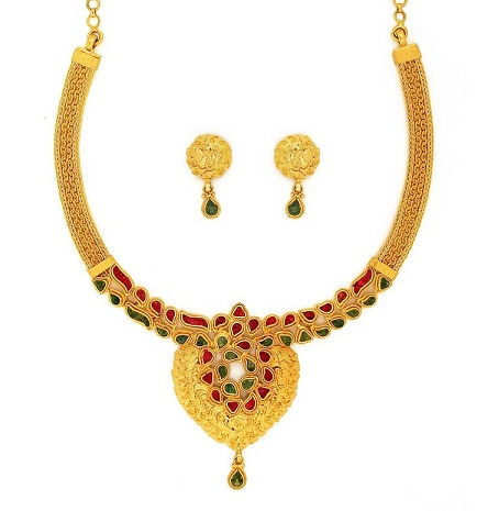 Rubin and Emerald Gold Necklace Design