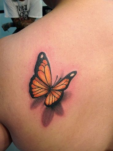 Oranžinė & Black Butterfly 3D Tattoo Design