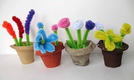 Gėlė Pots Pipe Cleaner Crafts
