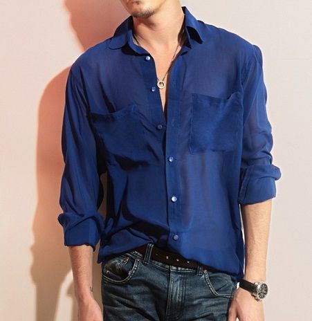 DesignerSolid Colour Chiffon Tunic Shirt for Men