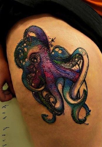 Víz Colour Octopus Tattoo Design