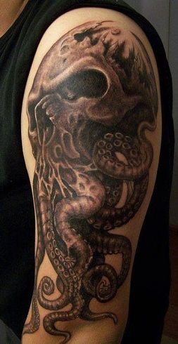Caracatiță Skull Tattoo Design