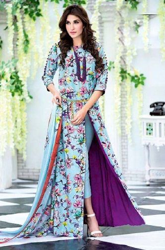 Embroidered ankle length high ankle salwar suit