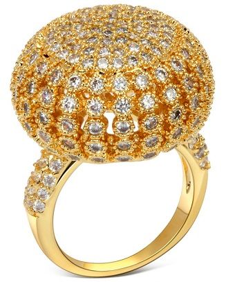 18 K gold Big Gold Ring with Diamonds