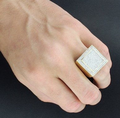 Pătrat Shaped Big Gold Ring for Men
