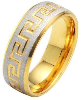 Wall Pattern Big Gold Ring for Men