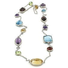 Multi forma literei Faceted Gemstone White gold necklace