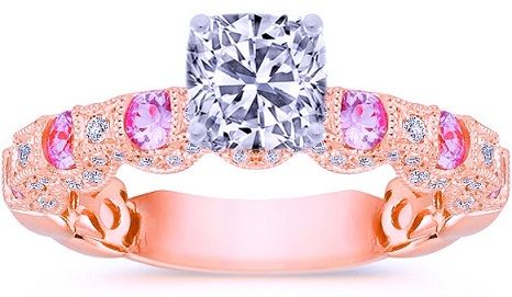 Rose Gold White and Pink Diamonds Engagement Rings