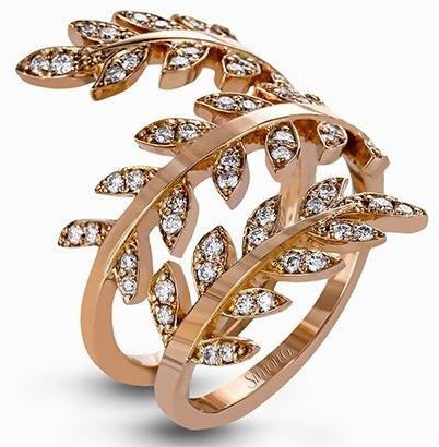 Wrap Style Leaf Shaped Trip Rose Gold Ring