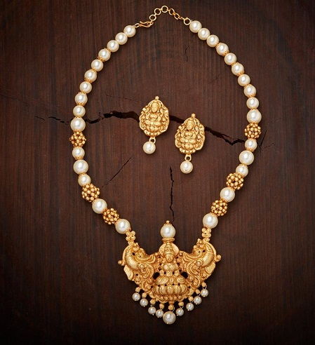 Pearl beads Antique imitiation temple jewelry set