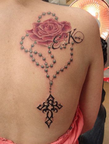 Striking Rosary Beads Tattoo Design