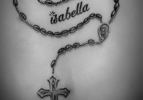 Personalized Rosary Beads Tattoo Design