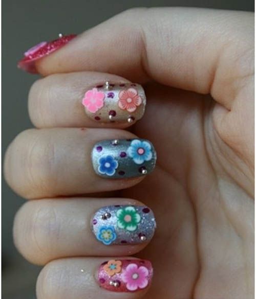 3D nail art using metal or plastic beads and famous