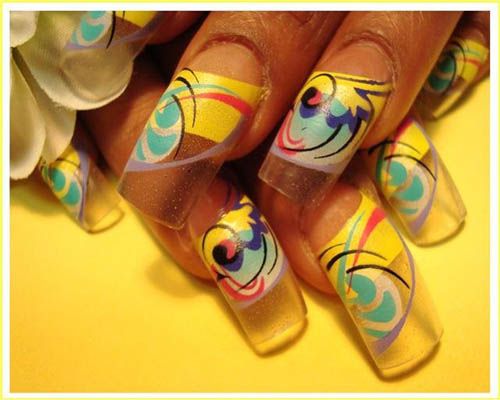 Abstract Nail art using airbrush technique