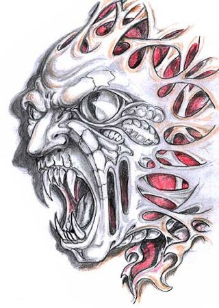 Bio Mechanical Monster Tattoo Design