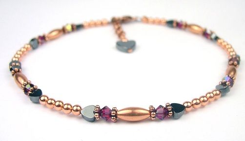 Cristal and Copper Anklets