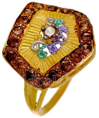 Stylish Gold Ring with Coloured Stones