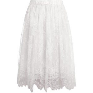 Saunus White Lace Silk Skirts
