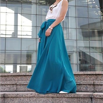 Bow Tie Maxi Skirts in Silk