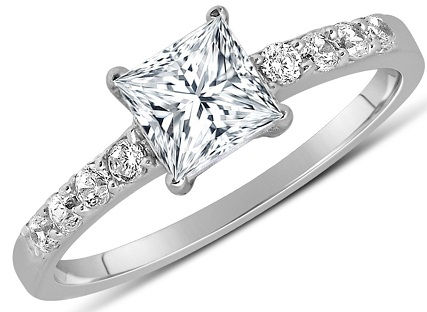 1 Carat Diamond Ring with Princess Cut