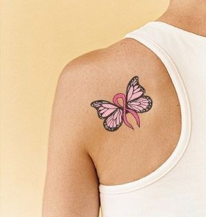 Dinamic Breast Cancer Tattoo Design