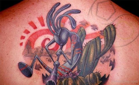 Kokopelli with Cactus tattoo