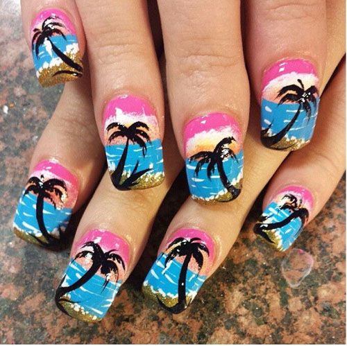 palm tree nail art