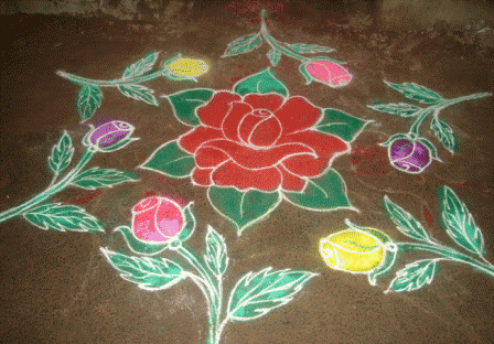 9 Best Rose Flower Rangoli Designs With Pictures