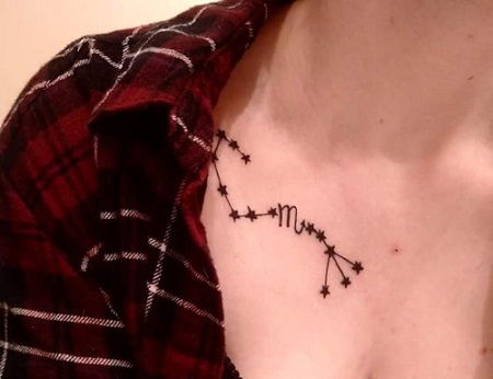 skorpionas-tatuiruotė-dizainas su žvaigždėmis