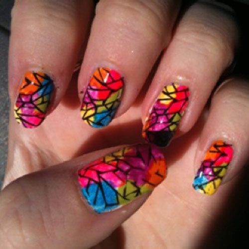 Stamped stained-glass nail art