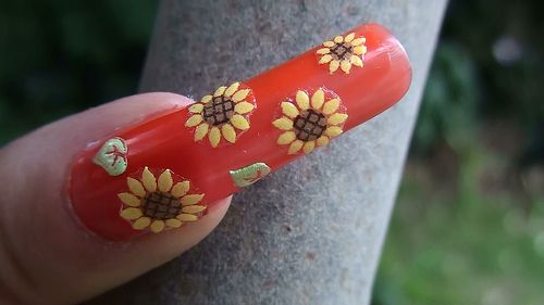 Sunflower Sticker Nail Art