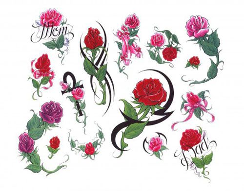 Gėlė Tattoo Sticker
