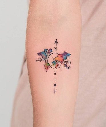 direcțională World Map Tattoo Designs