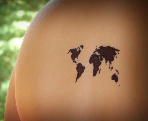 Temporar World Map Tattoo Designs