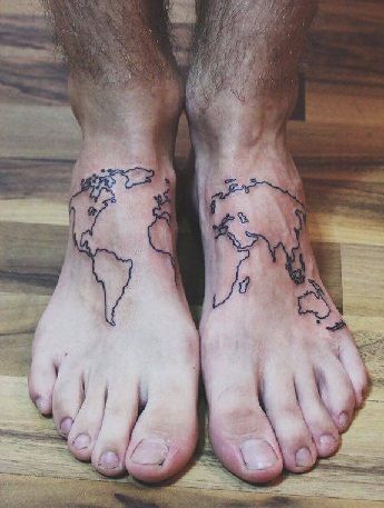 Fabulos World Map Tattoo Designs
