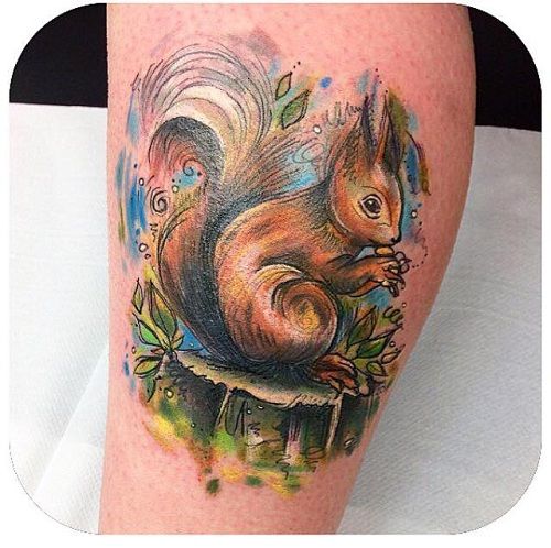 Illustrative Squirrel Tattoo