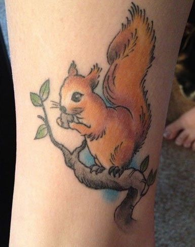 Rajzfilm Style Squirrel Tattoo
