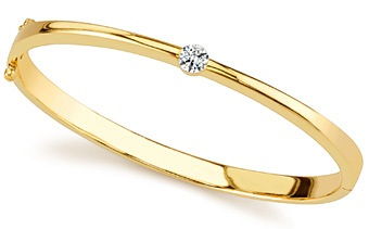 Solid Gold Band with Solitaire Diamond