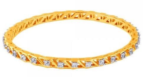 Designed Gold Bangle with Row Solitaire Diamonds