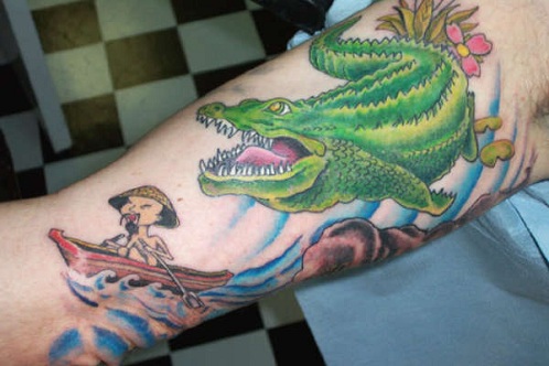 Remarkable Alligator Tattoo Design for Sleeves
