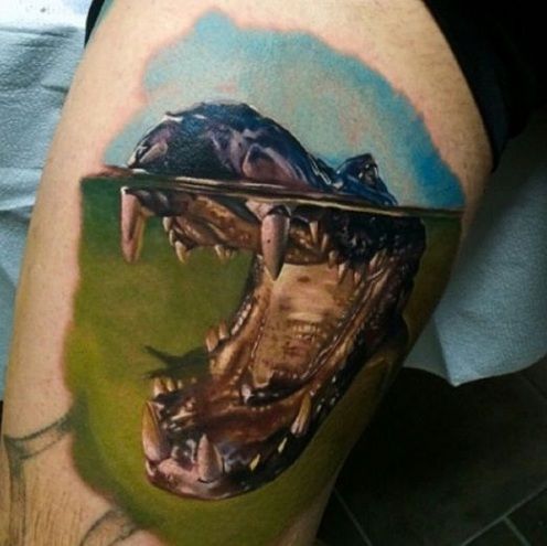 Lively Alligator Tattoo Design