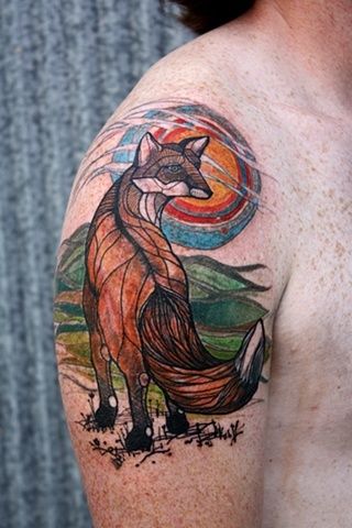 Absztrakt Fox Tattoo Design