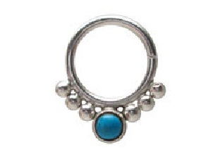 Sept Ring with Blue Stone