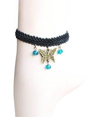 Fekete Lace Butterfly Anklet