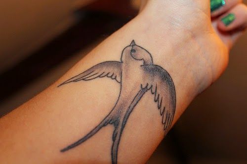 Black and Grey Sparrow Tattoo