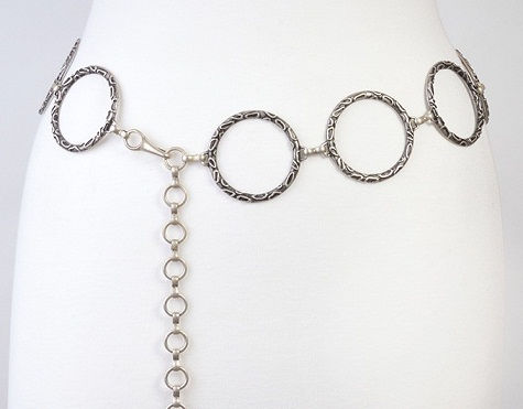 Silver Chain Belt with Circles