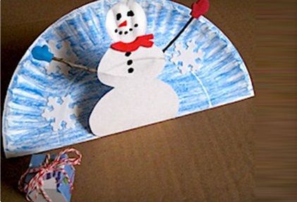 Paper Plate Pop up Snowman Crafts