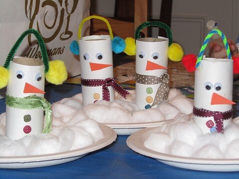 Toilet Paper Tube Snowman Crafts