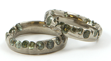Blue Stones on Silver Designer wedding Ring