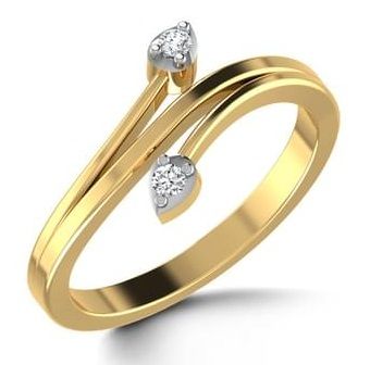Wedding Ring with Two Diamond Hearts